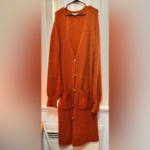 No Boundaries Orange Long Cardigan
